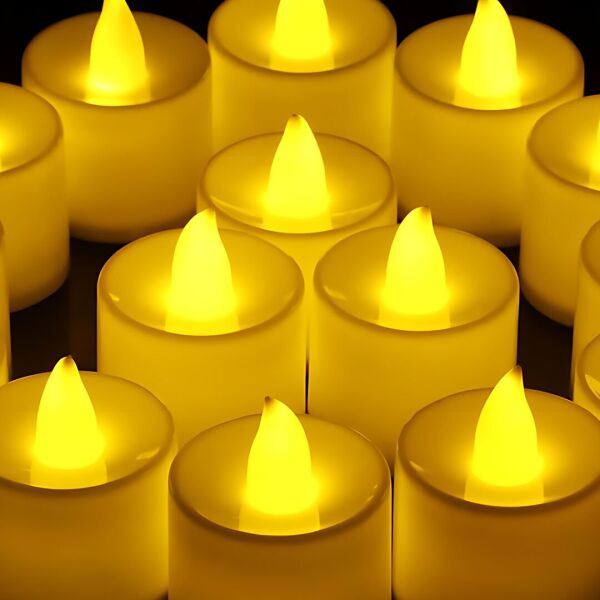 Ledli Mum Tealight Işıklı Sarı LED Pilli Dumansız Led Mum A Kalite 24 Adet Pil Dahil