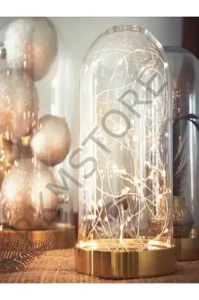 3 Metre Günışığı Peri Ledli Dekoratif Ters Fanus Mika Gold Renk